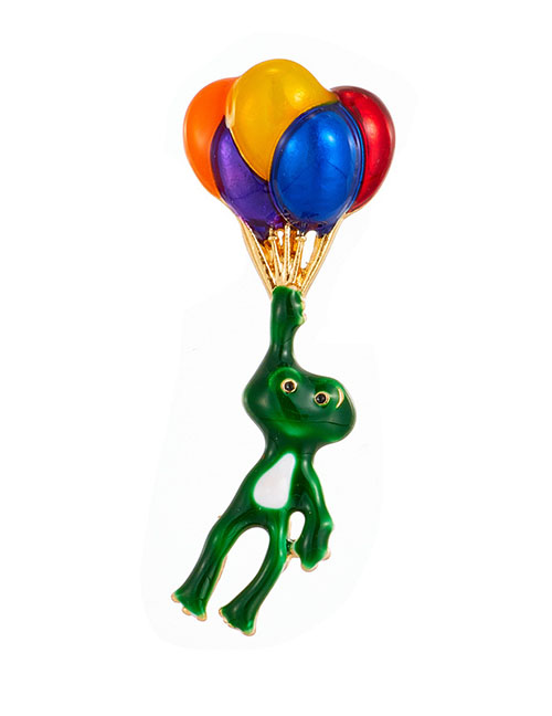 Fashion Frog Metal Drip Oil Balloon Frog Brooch
