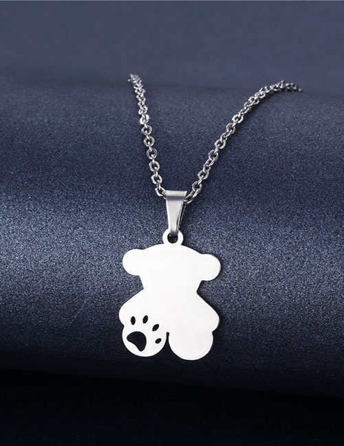 Fashion 32# Stainless Steel Bear Necklace