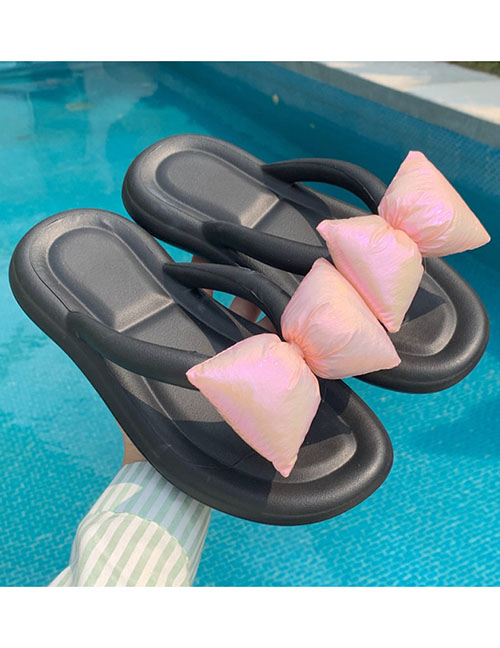 Fashion Black Bow Soft-soled Flip Flops Slippers