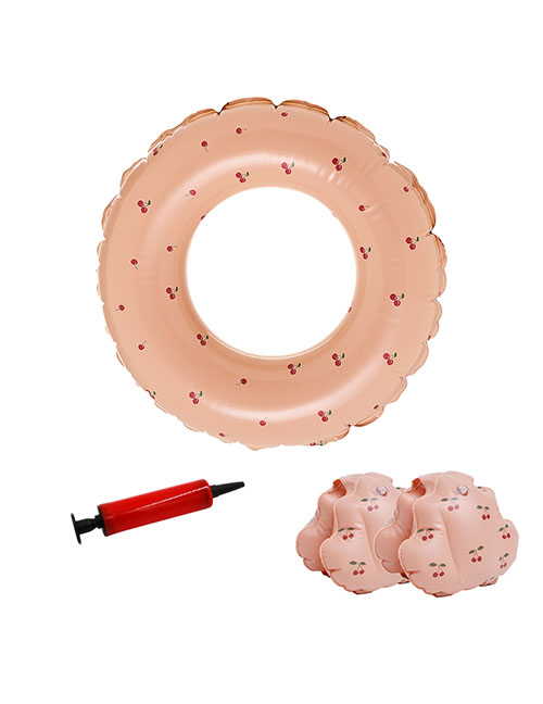 Fashion 70#cherry Swimming Ring+arm Ring+inflator Combination Pvc Cartoon Children's Swimming Ring Double Airbag Floating Sleeve Set