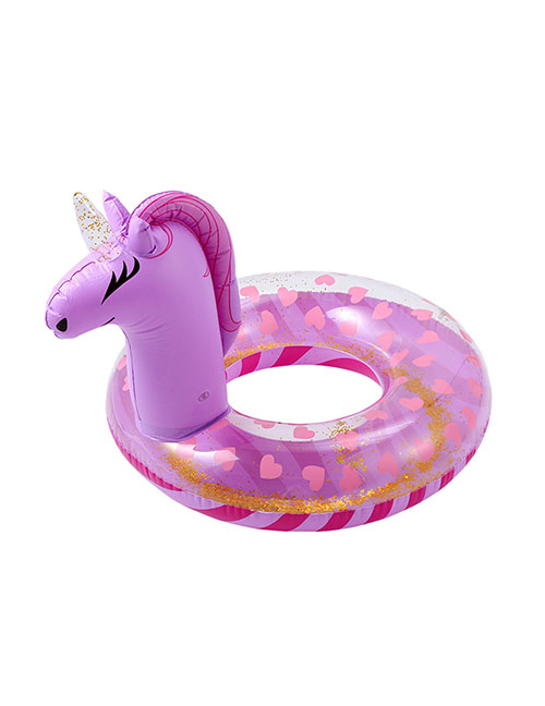 Fashion Purple Love Rainbow Horse 70# (suitable For 5-9 Years Old) Pvc Unicorn Kids Swimming Ring