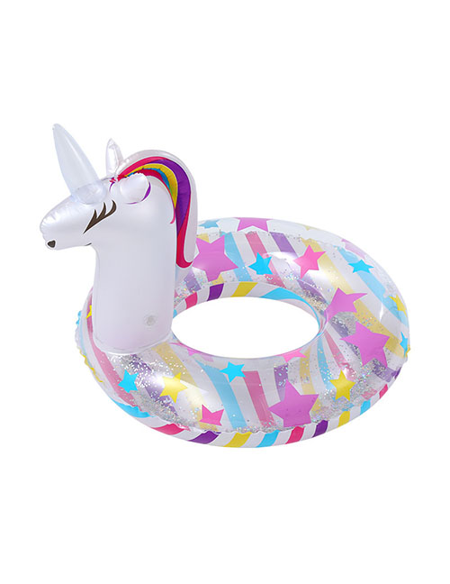 Fashion White Five-star Rainbow Horse 90# (suitable For Adults) Pvc Unicorn Kids Swimming Ring