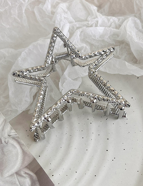 Fashion Silver Alloy Diamond Pentagram Clip