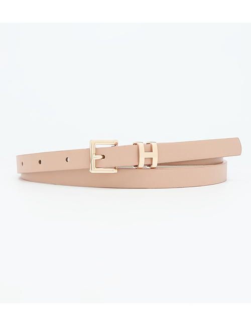 Fashion Pink Pu Stiletto Buckle Thin Belt