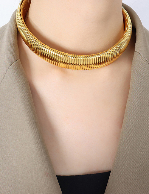 Fashion Gold Necklace-2cm Metal Thread Necklace