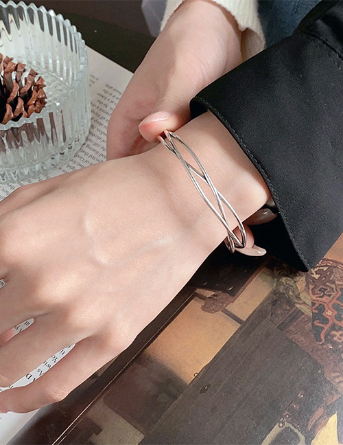Fashion Silver-2 Line Cross Bracelet
