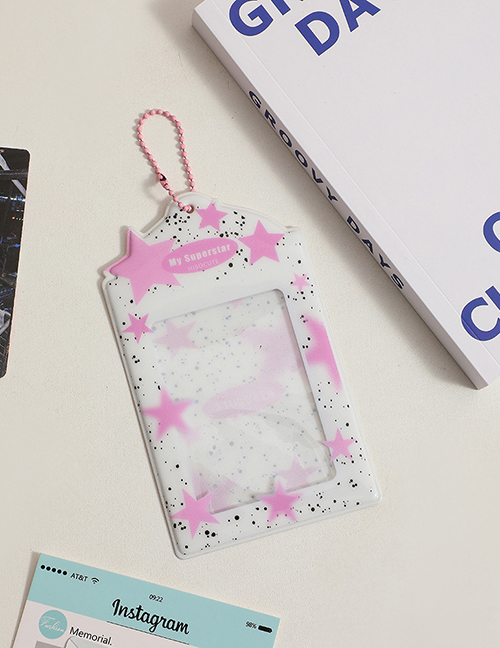 Fashion Pink Pvc Splash Ink Star Transparent Card Holder