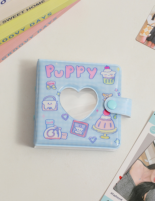 Fashion Light Blue Shell (excluding Inner Pages) Cartoon Love Hollowed Out Three-hole Loose-leaf Album