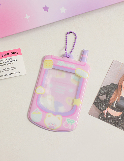 Fashion Pink Pvc Cartoon Mobile Phone Card Holder