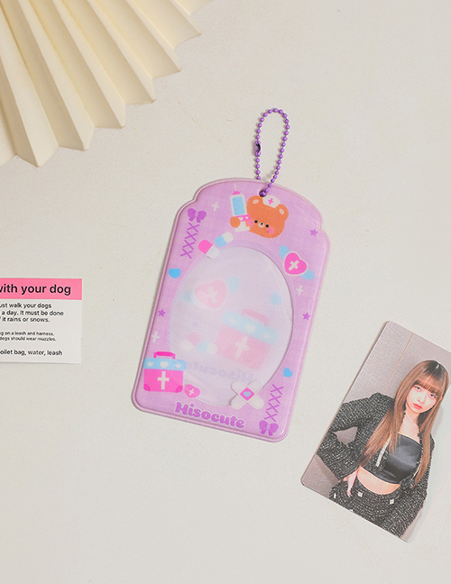 Fashion Purple Bear Cartoon Bear Heart Pvc Transparent Card Holder