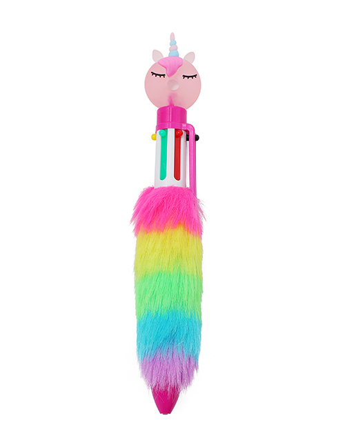 Fashion Pink Round Unicorn Kids Plush Unicorn Press Ballpoint Pen