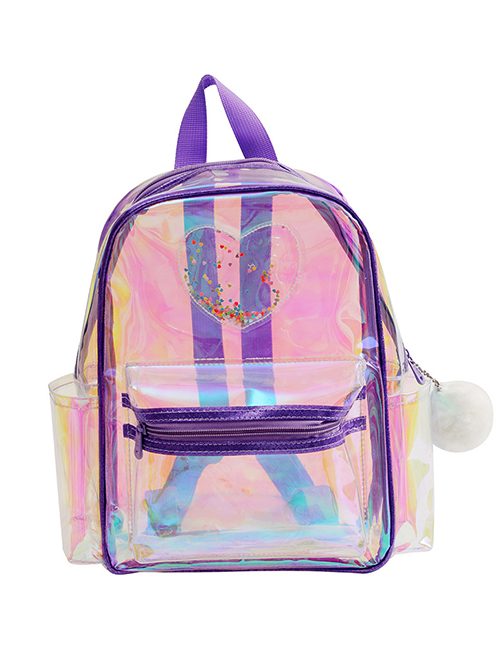 Fashion Purple Pvc Transparent Laser Heart Backpack