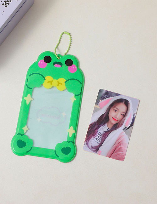 Fashion Green Frog Pvc Cartoon Animal Transparent Card Holder