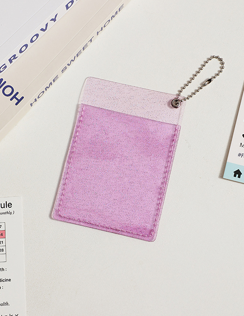 Fashion Purple Transparent Shiny Pvc Double-sided Card Holder