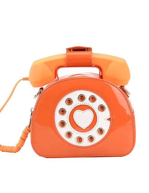 Fashion Orange Pu Phone Messenger Handbag