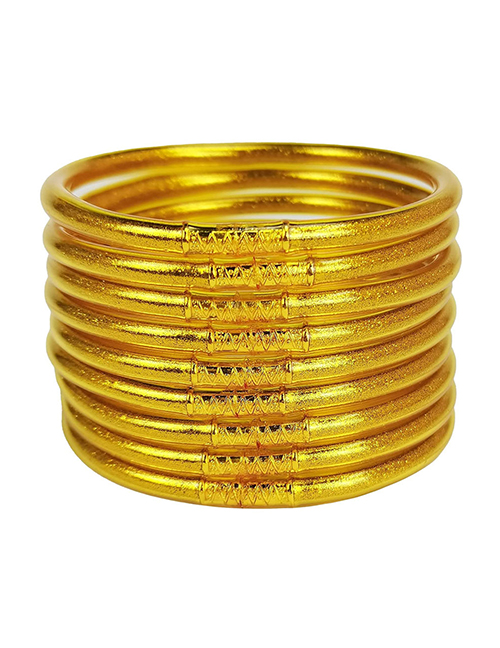 Fashion Gold Pvc Silicone Tube Gold Powder Bracelet Set