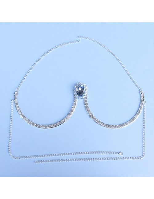 Fashion Silver Geometric Rhinestone Oval Body Chain