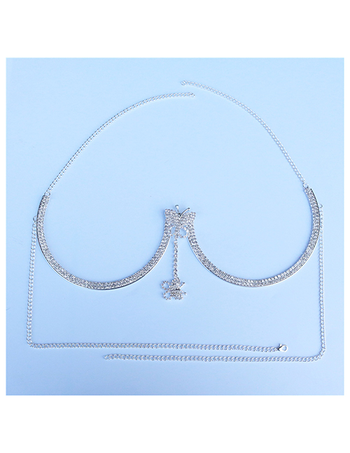 Fashion Silver Geometric Rhinestone Butterfly Body Chain