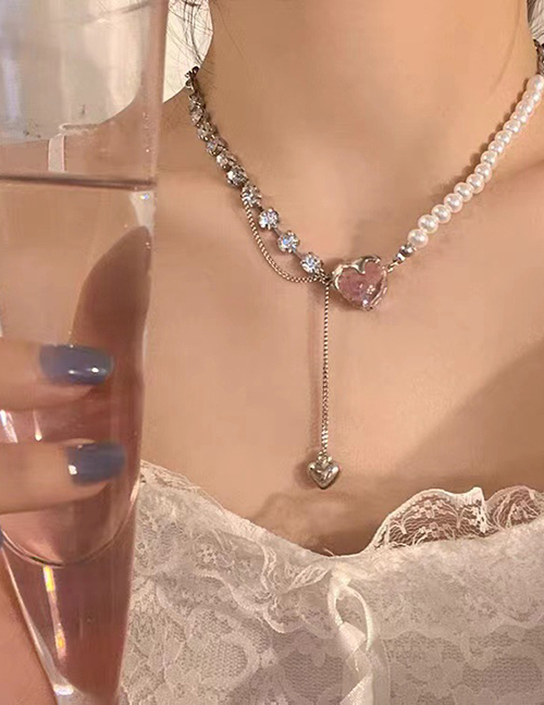 Fashion 3# Geometric Diamond Heart Claw Chain Necklace