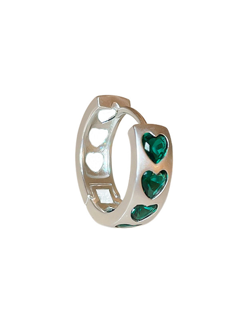 Fashion One Matte Green Heart Earring Copper And Diamond Love Earring (single)