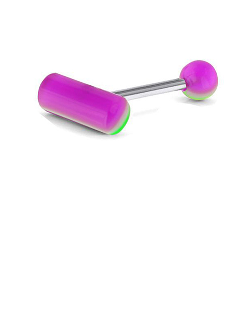 Fashion Purple And Green Single Stainless Steel Two-color Piercing Tongue Nail