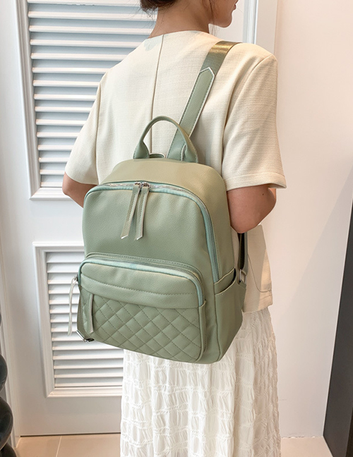 Fashion Green Leather Large Capacity Backpack