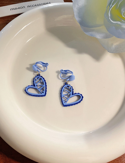 Fashion A Pair Of Ear Clips (triangular Clips) Alloy Diamond Heart Ear Clip Earrings