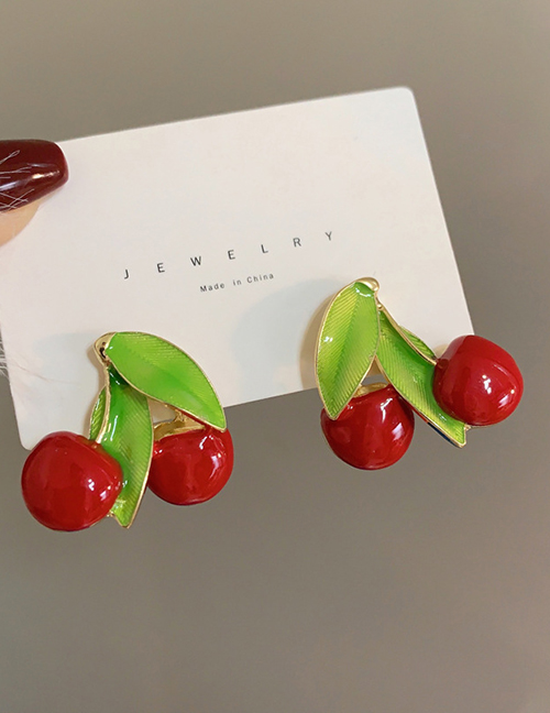 Fashion A Pair Of Cherry Stud Earrings Alloy Drip Cherry Stud Earrings
