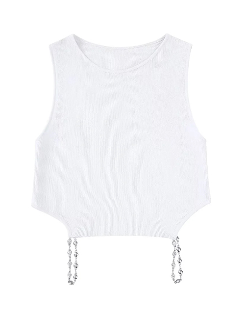 Fashion White Open-knit Top