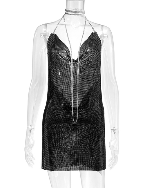 Fashion Black Metallic Sequin Dress
