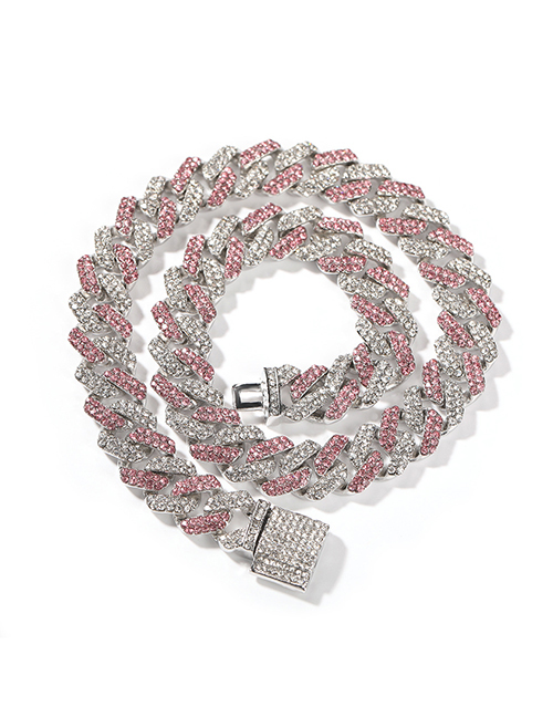 Fashion Silver + Pink (alloy Width 13mm) Bracelet 7inch Alloy Geometric Chain Necklace