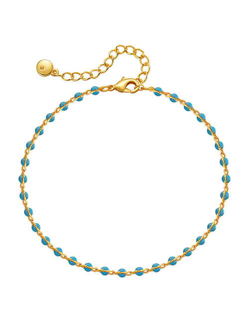 Fashion Blue Copper Plated Gold Bead Oil Drip Bracelet