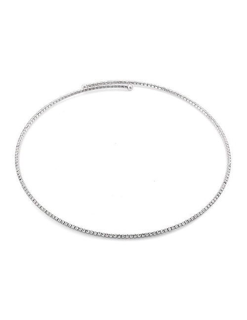 Fashion Silver Geometric Rhinestone Circle Necklace