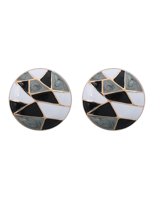 Fashion Black And White Alloy Drip Ear Round Stud Earrings