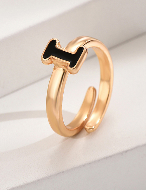 Fashion Golden I Alloy Dripping Oil 26 Letter Open Ring