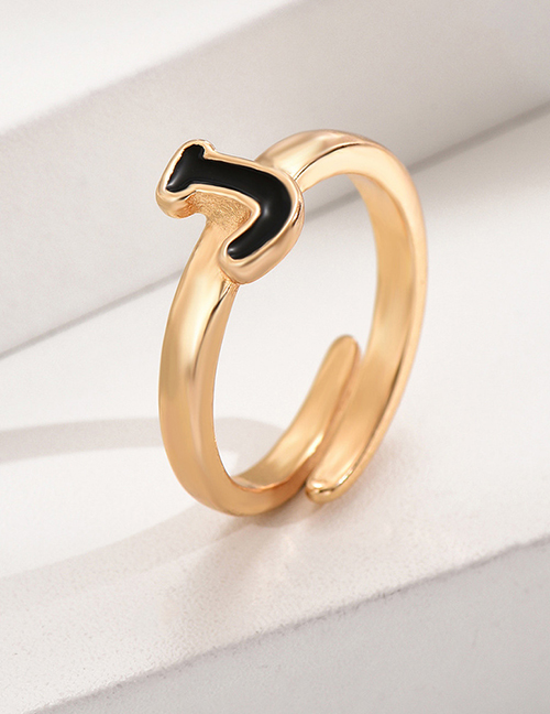 Fashion Golden J Alloy Dripping Oil 26 Letter Open Ring