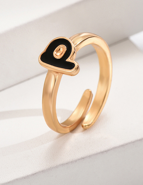 Fashion Golden P Alloy Dripping Oil 26 Letter Open Ring