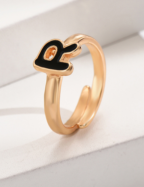Fashion Gold R Alloy Dripping Oil 26 Letter Open Ring