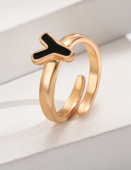 Fashion Gold Y Alloy Dripping Oil 26 Letter Open Ring