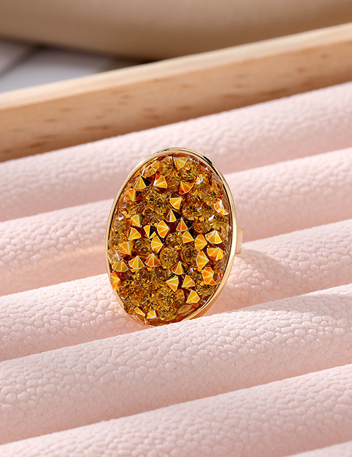 Fashion Yellow Diamond Alloy Geometric Rhinestone Ring