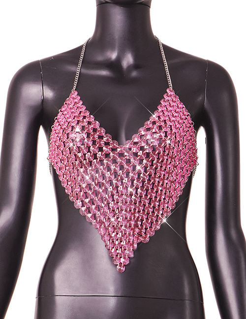 Fashion Pink Resin Geometry Halter Vest