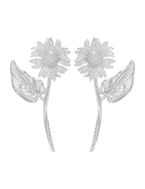 Fashion Silver Earrings Alloy Flower Stud Earrings