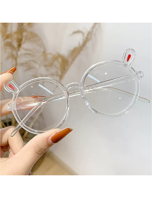 Fashion Transparent White Pc Bear Round Frame Sunglasses