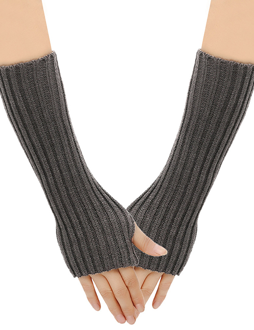 Fashion Dark Gray 4# Wool Knit Gloves