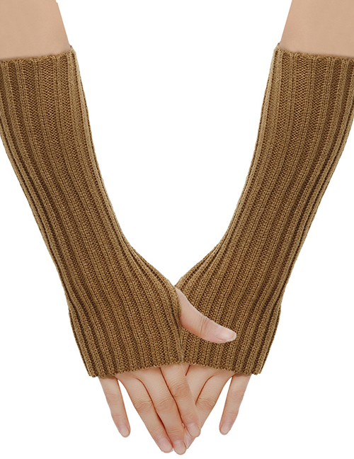 Fashion Khaki 7# Wool Knit Gloves