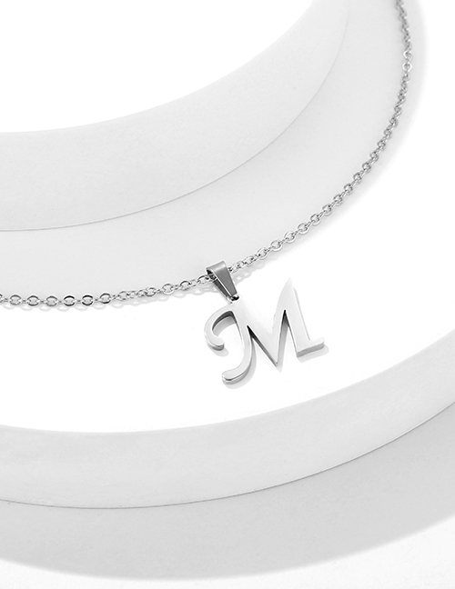 Fashion M Stainless Steel 26 Alphabet Necklace