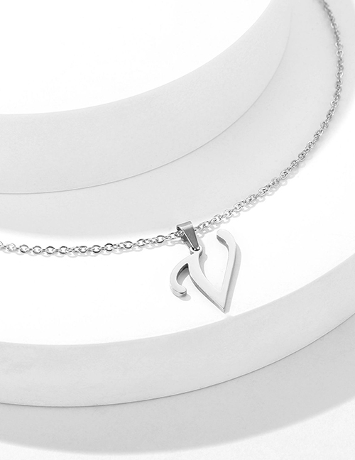 Fashion V Stainless Steel 26 Alphabet Necklace