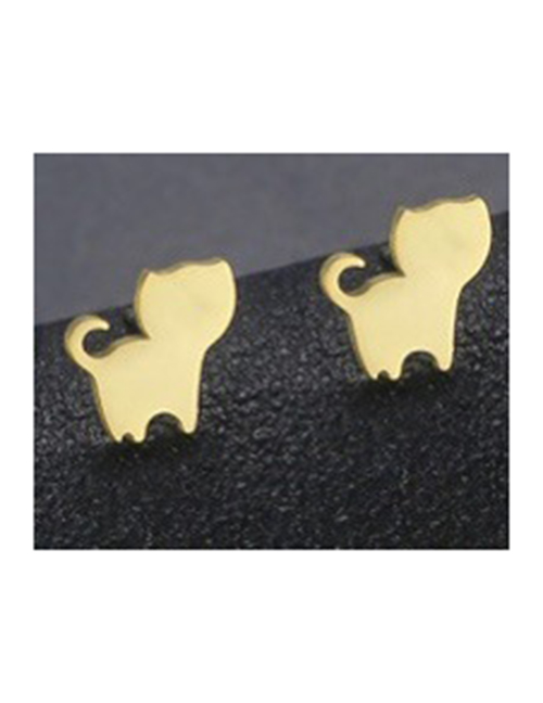 Fashion Gold-12 Titanium Steel Geometric Cat Earrings