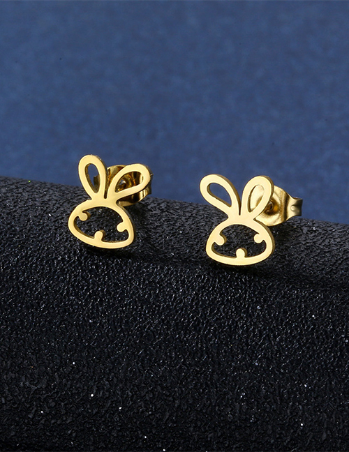 Fashion Gold-15 Titanium Steel Geometric Rabbit Stud Earrings