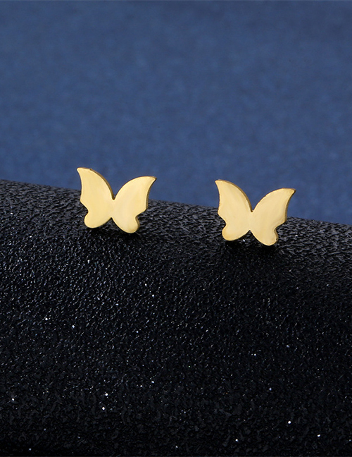 Fashion Gold-17 Titanium Steel Geometric Butterfly Stud Earrings